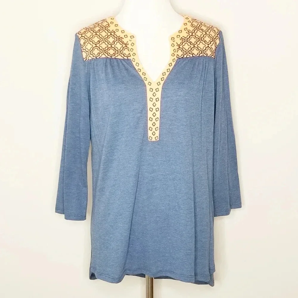 New Pixley Embroidered Blue Top M - Picture 5 of 7